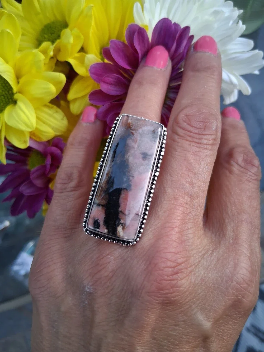 🩷Peruvian Pink Opal Sterling Silver Ring
